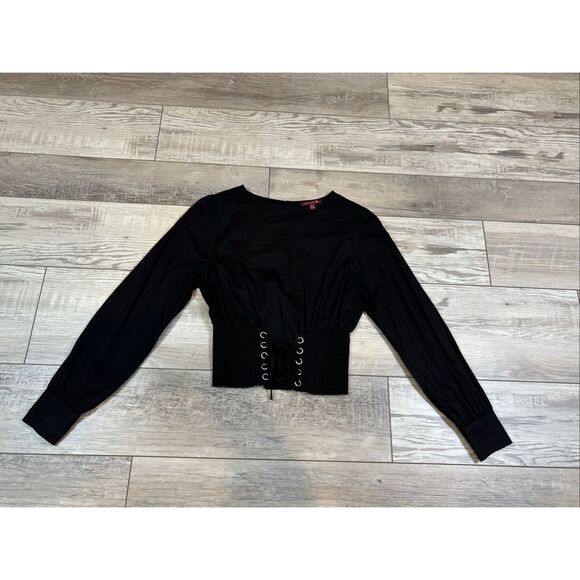 Grievergate Black Gothic Lace Up Corset Blouse Size M - Picture 2 of 10